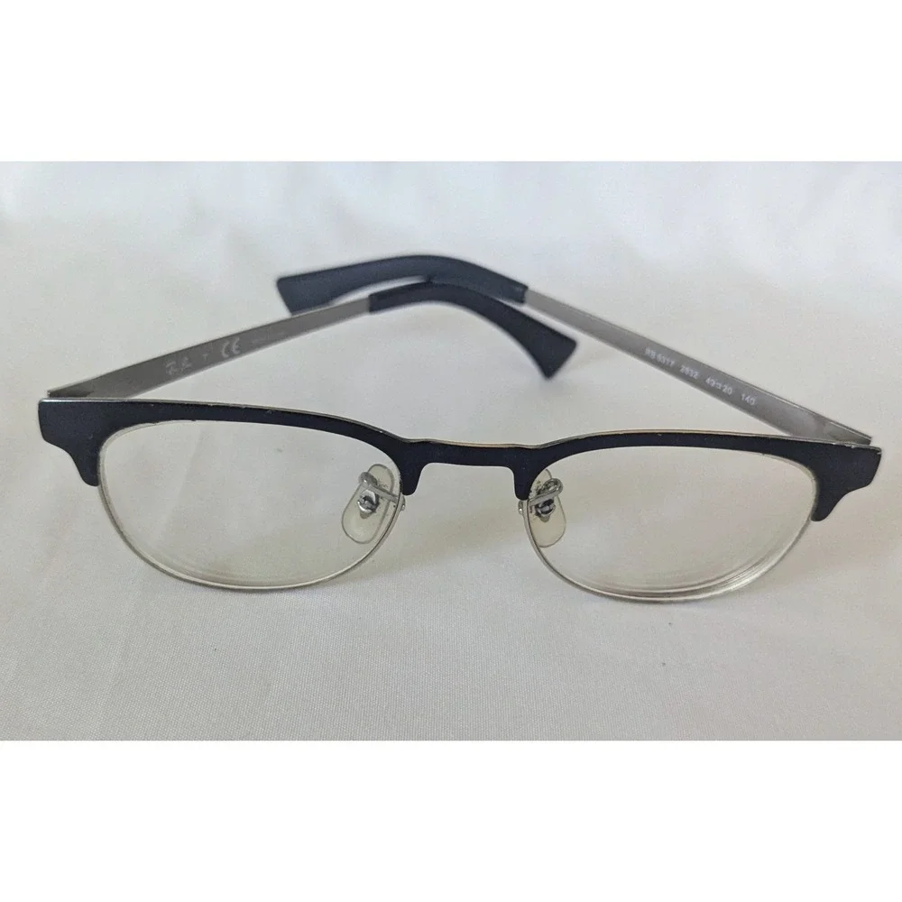 Ray Ban RB 6317 2832 Round Black Silver Eyeglasses Optical Frame‎ Only 49-20-140